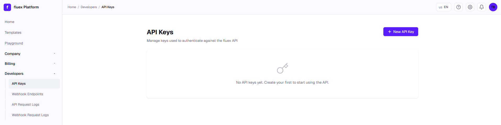 Menu Developers → API Keys
